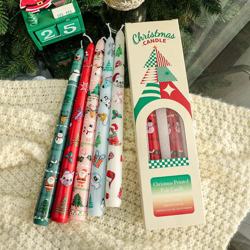 Cylindrical paraffin candle in bright red, 2.2cm by 25cm, for Christmas decoration