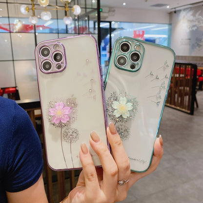 Stylish and protective 3D flower phone case with spin stand for various iPhone models