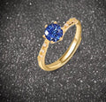 Women's copper adjustable open ring with geometric U-shape and electroplated gold finish on white background