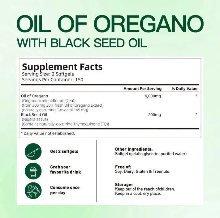 Bottle of oregano oil soft capsules 300 tablets sealed pack