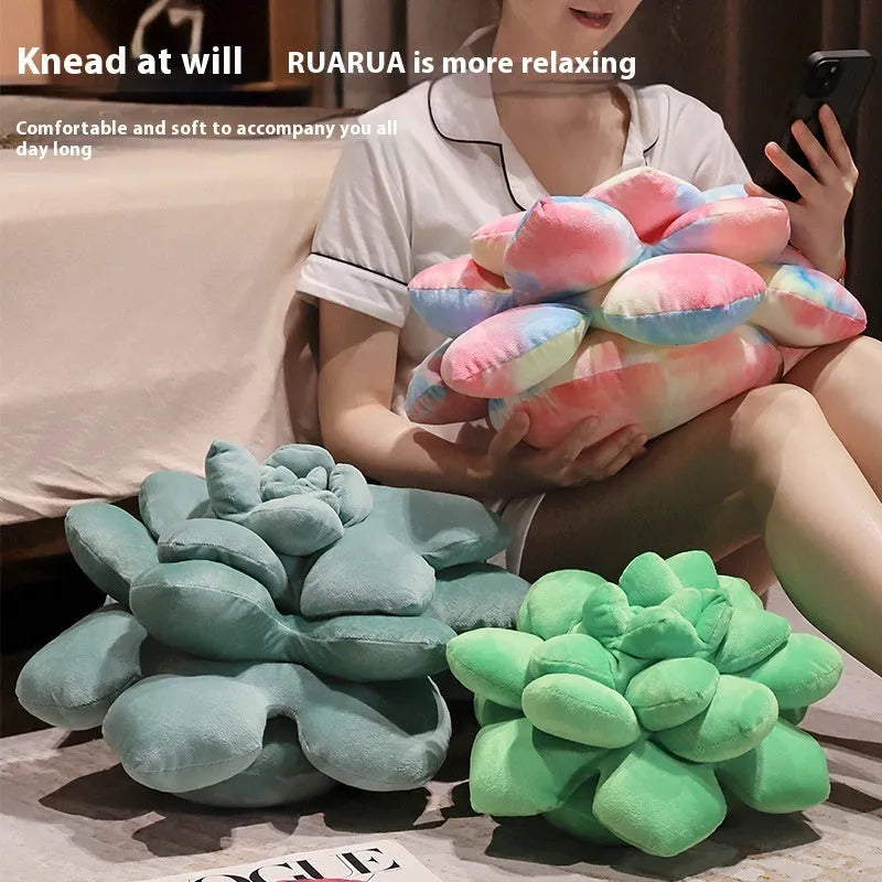 Cartoon tie-dyed succulent plush toy in dark green, light green, tender green or tie dye, 35cm or 45cm.