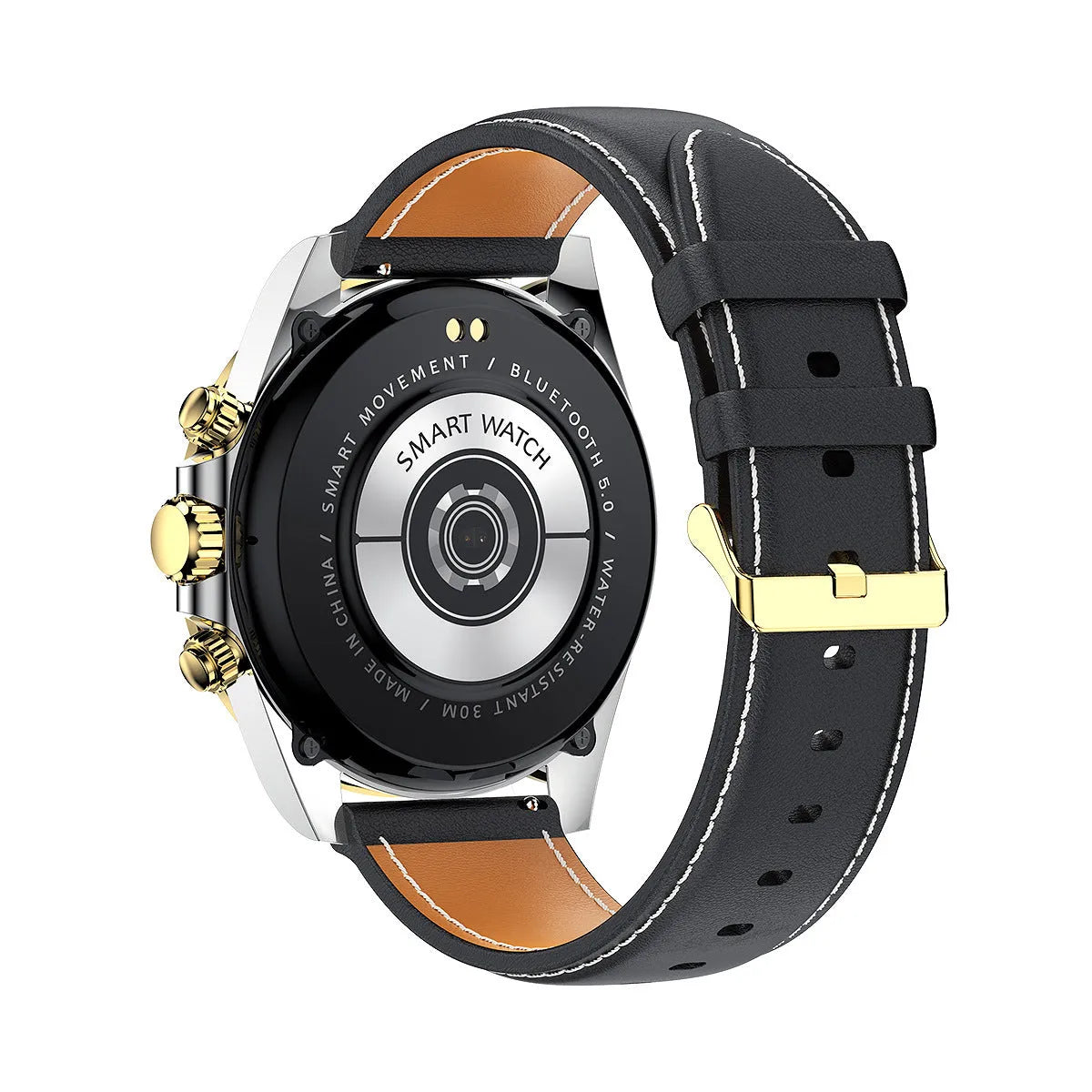 AW13pro smartwatch with 1.3-inch TFT screen on wrist, black steel belt, showing heart rate detection display