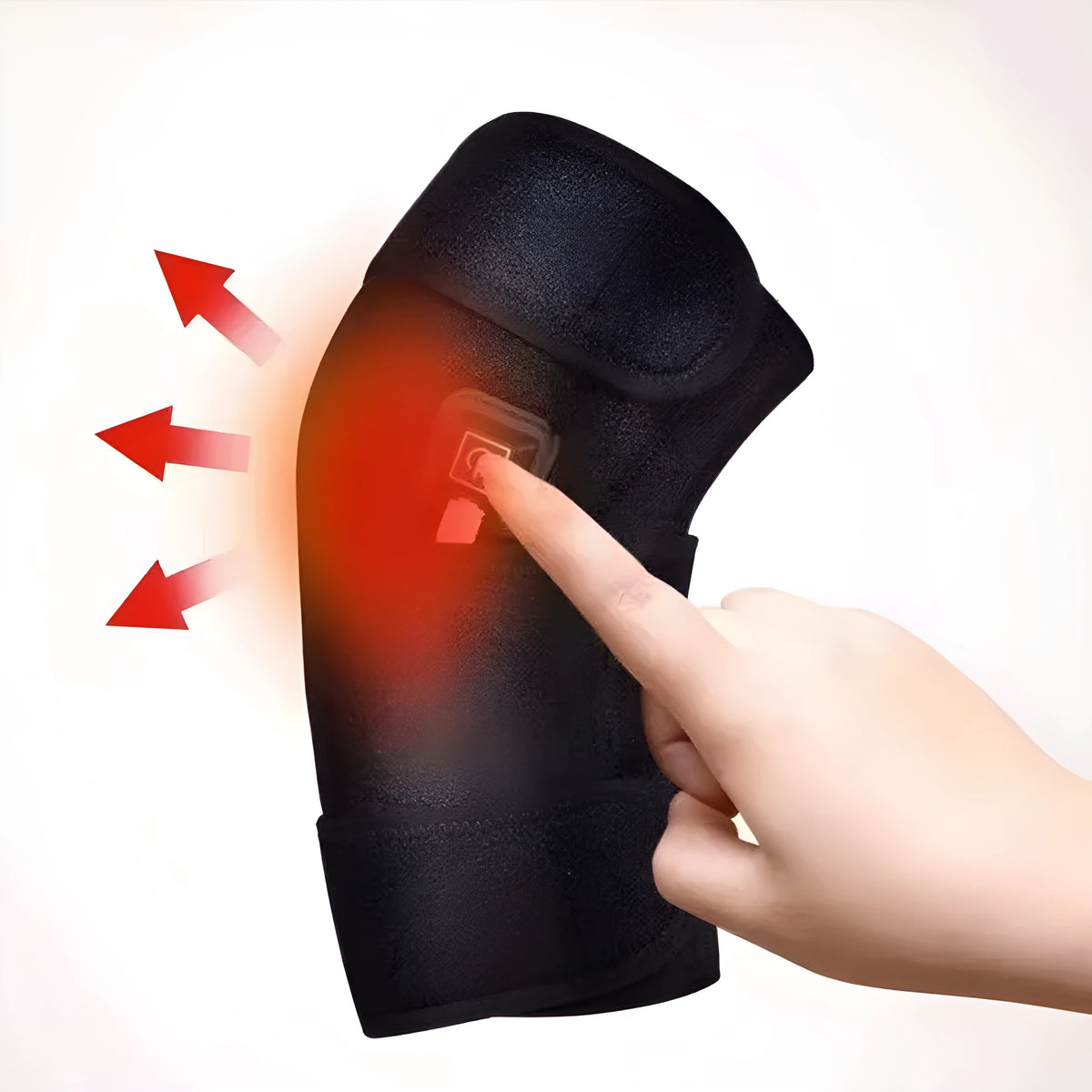 Black electric heating kneecap cover with hot compress and massage function, free size, OK cloth and SBR composite material