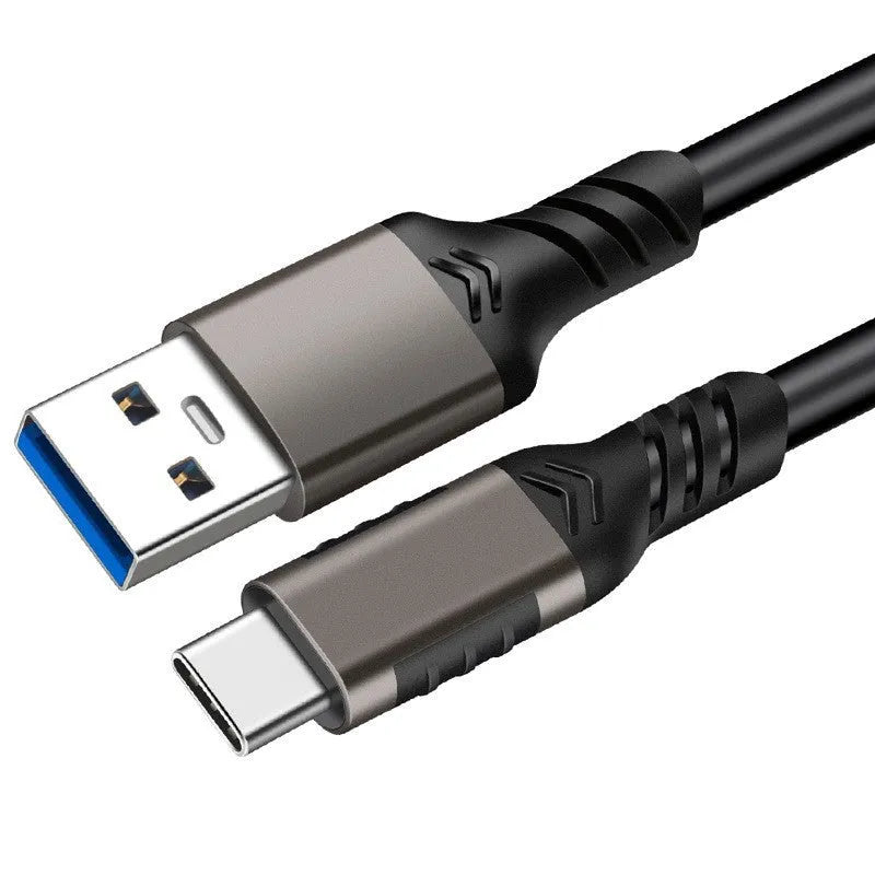 USB Type-C data cable with gun colour aluminium or braided finish, 3A 60W, lengths 0.5m to 3m