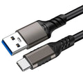 USB Type-C data cable with gun colour aluminium or braided finish, 3A 60W, lengths 0.5m to 3m