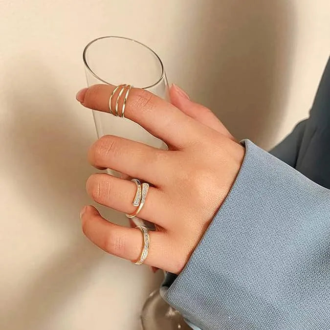 Geometric gold plated toe ring with rhinestone or water drop design options.