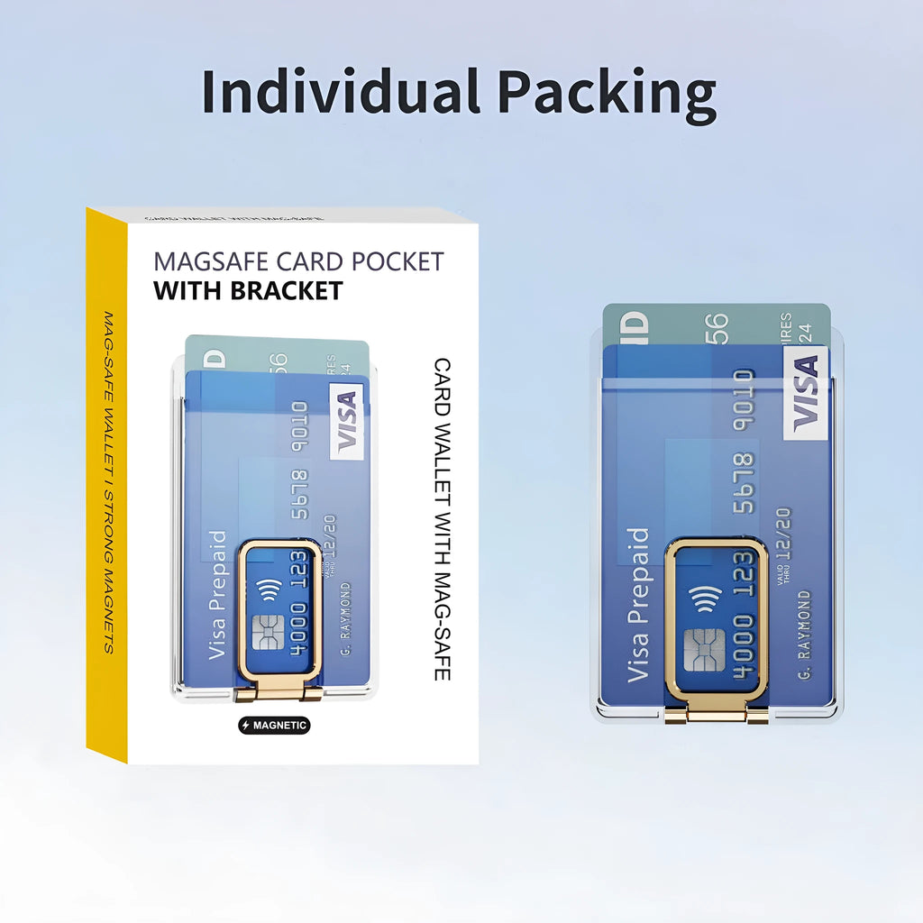 Magnetic card holder bracket transparent support for phone case with metal plate