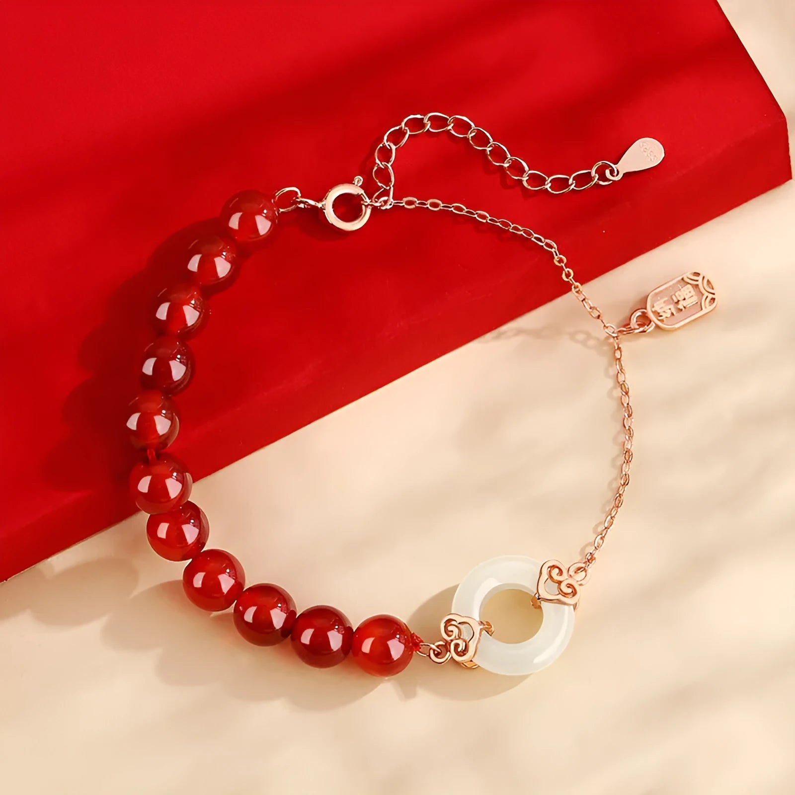 Sterling silver 925 bracelet with peace buckle, Xiangyun and Fu character national style designs