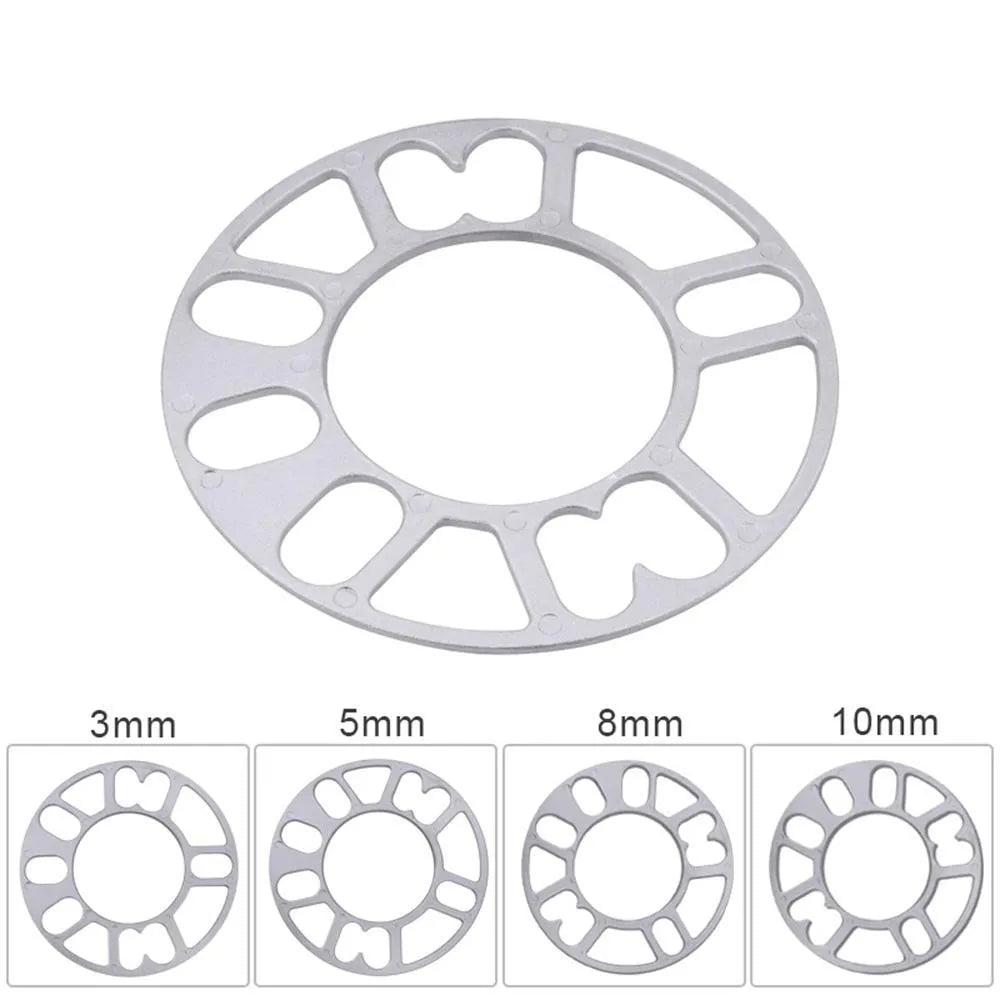 Aluminium alloy automobile hub widening gasket for wheel modification in 3mm, 5mm, 8mm, 10mm thicknesses.