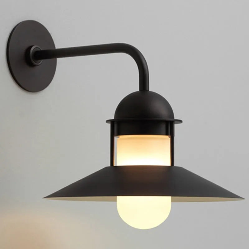 Minimalist retro outdoor waterproof wall lamp in black, 318mm wide, 85-265V single wall light