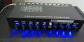 Black car audio EQ frequency division amplifier with control panel for subwoofer adjustment
