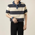 Business striped short-sleeved T-shirt men polyester, B226 black high quality option, front view