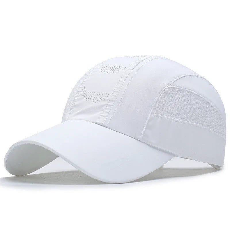 Quick-drying outdoor sun hat with dome crown and machine embroidery in summer colours