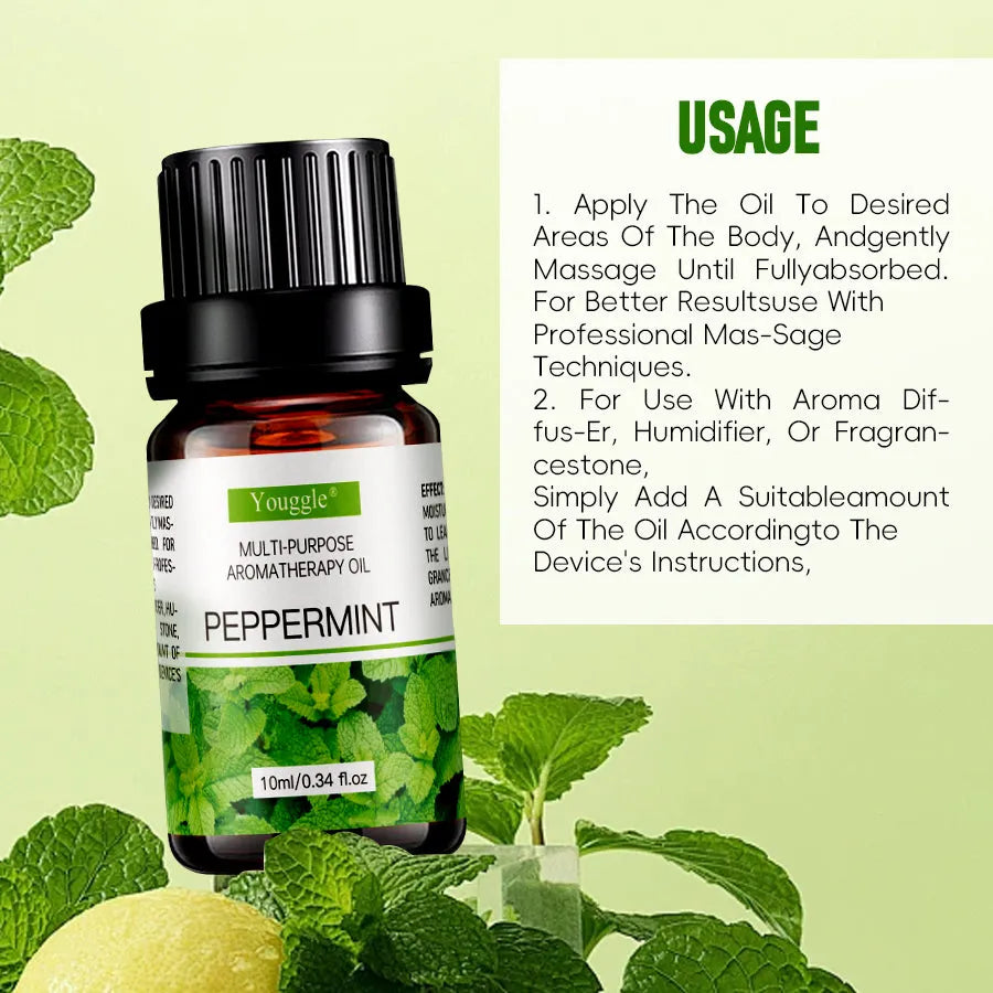10ml mint essential oil water-soluble for humidifier diffuser aromatherapy cooling scent in stock
