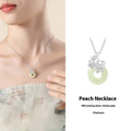 Silver necklace with Hetian jade safety buckle pendant on cross chain, adjustable 41-50cm