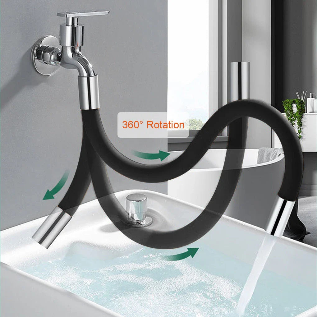 Adjustable faucet extender with 360-degree rotation for bathroom sinks, made of durable stainless steel and available in various colors and sizes.