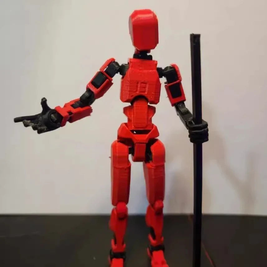 Posable 3D printed action figure mannequin toy with multi-jointed design for customizable poses and actions