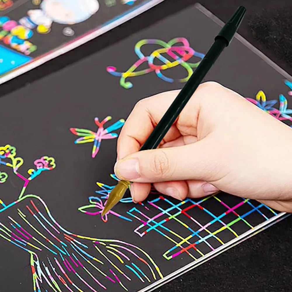 PS plastic scratch art pen with scraping tip for children's arts and crafts projects