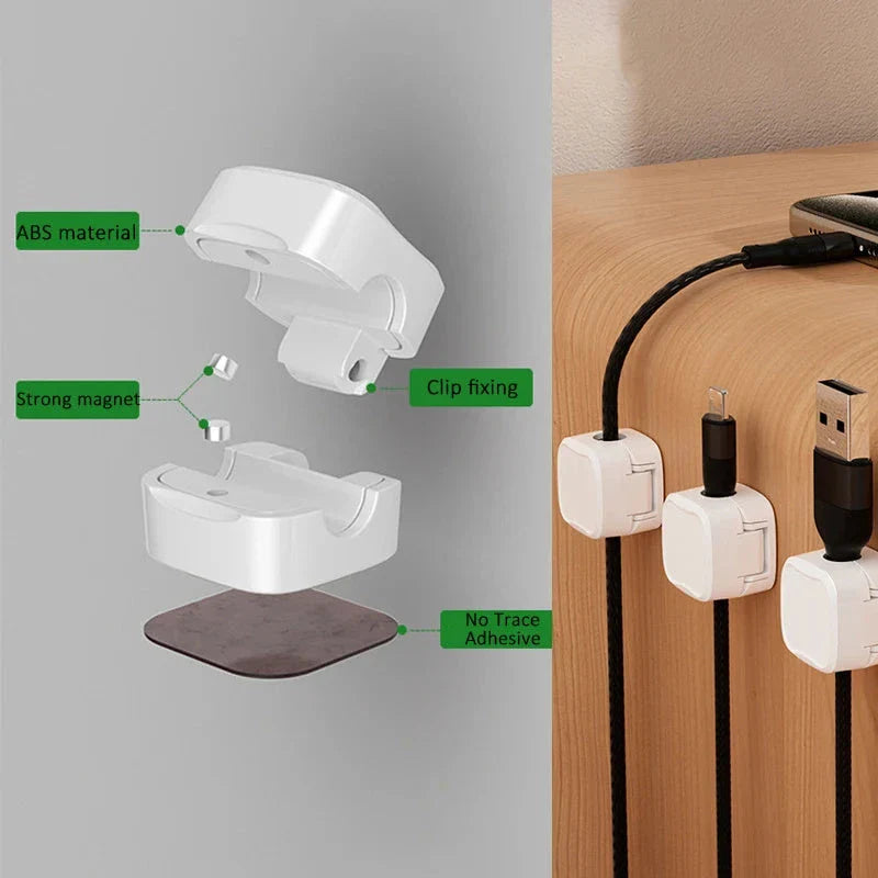 Premium Magnetic Cable Organizer for under desk, adjustable cord holder and wire management system