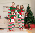 Red stripe family Christmas pajamas matching set with long sleeves on a white background