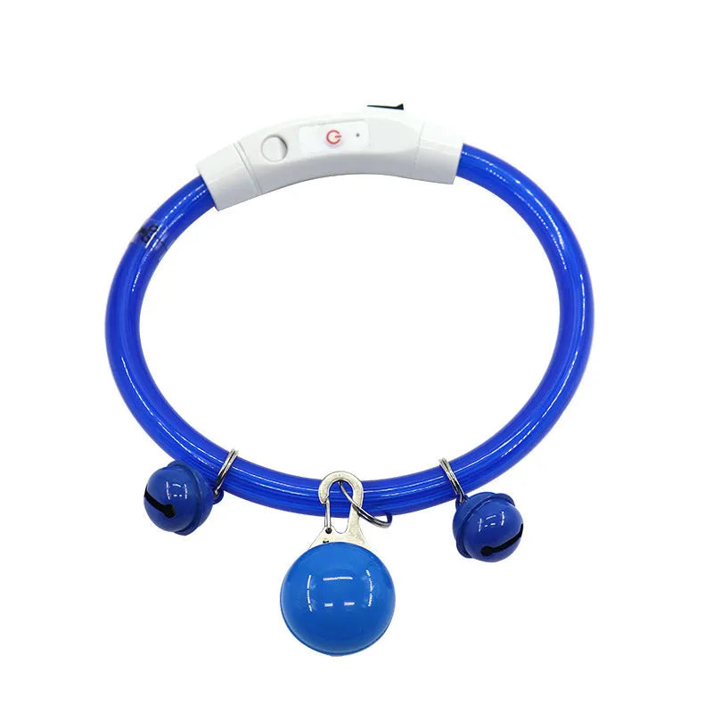 Luminous PVC dog collar in blue, green, orange, pink, red, white, yellow with S, M, L sizes