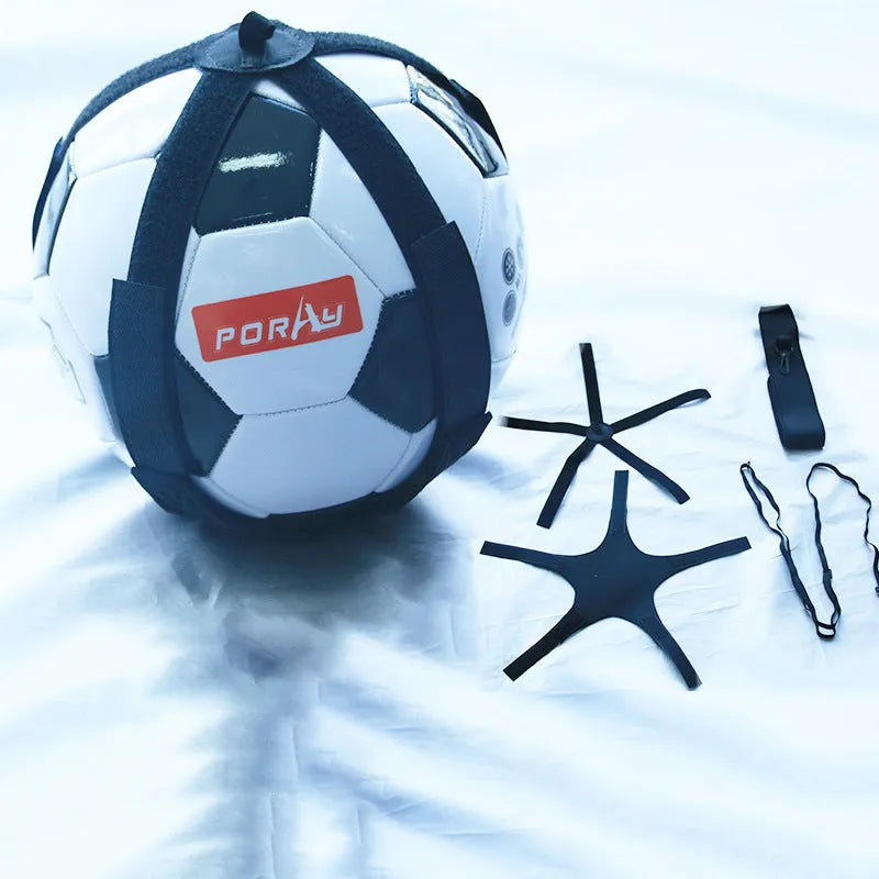Black football juggling belt for training with 2 metre length and diving suit fabric construction
