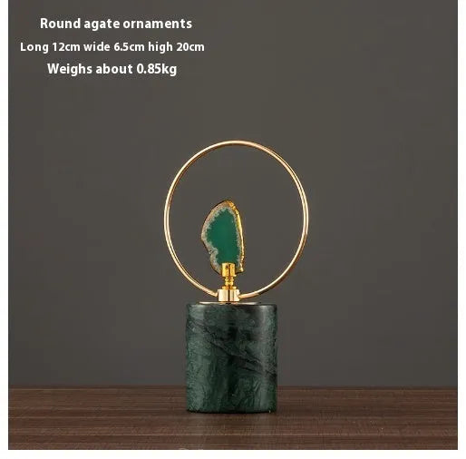 Iron and marble base living room ornament with plated finish, shown in S 21.5x27.5cm or L 30x35cm size