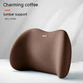 Black memory foam car headrest and lumbar support pillow set on car seat