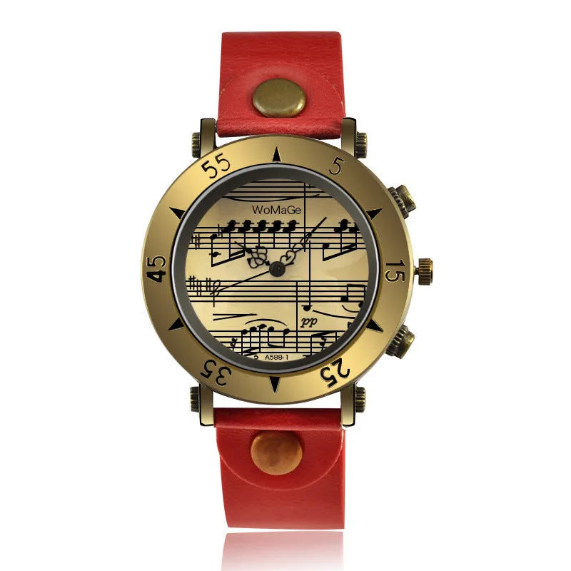 Men's watch with musical note design in multiple colour options