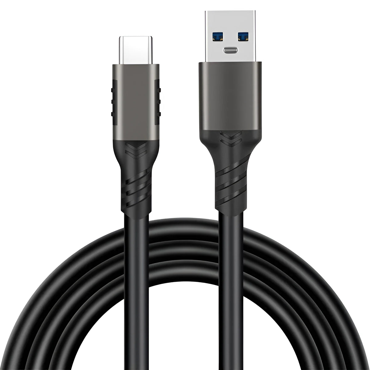 USB Type-C data cable with gun colour aluminium or braided finish, 3A 60W, lengths 0.5m to 3m