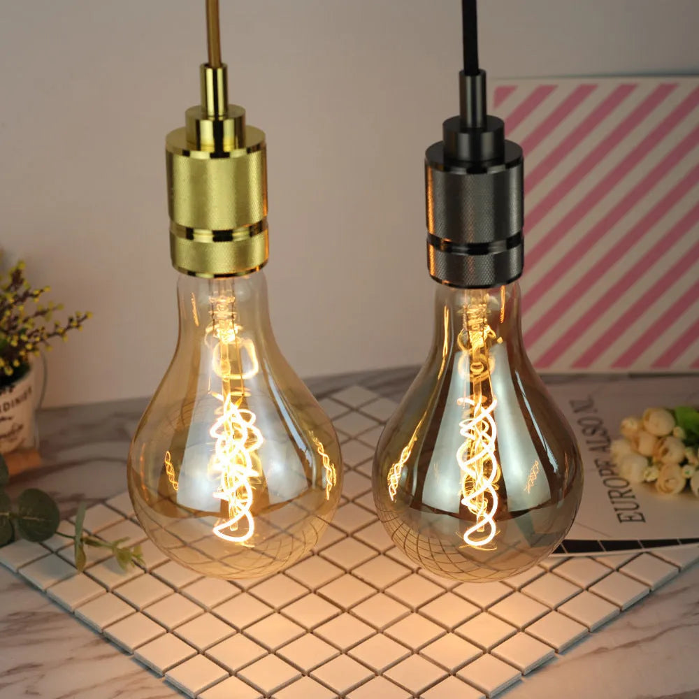 Double helix golden LED soft light strip with A110 power supply measuring 110mm by 200mm