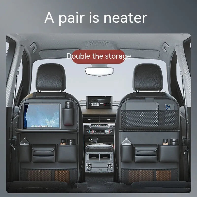 Leather car seat storage bag with foldable dining table in multiple colour options