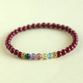 Handcrafted purple gold sand crystal couple bracelet with adjustable string in 4mm or 6mm bead sizes