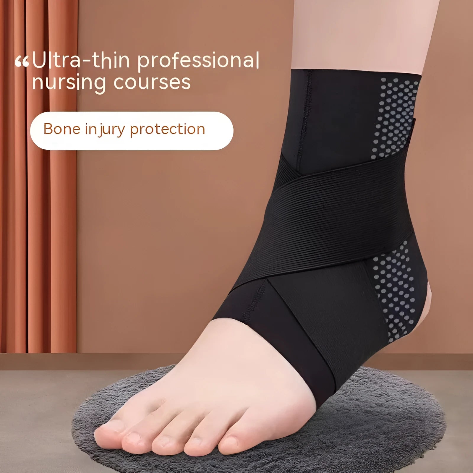 Lycra ankle support brace in black colour showing sports protection design