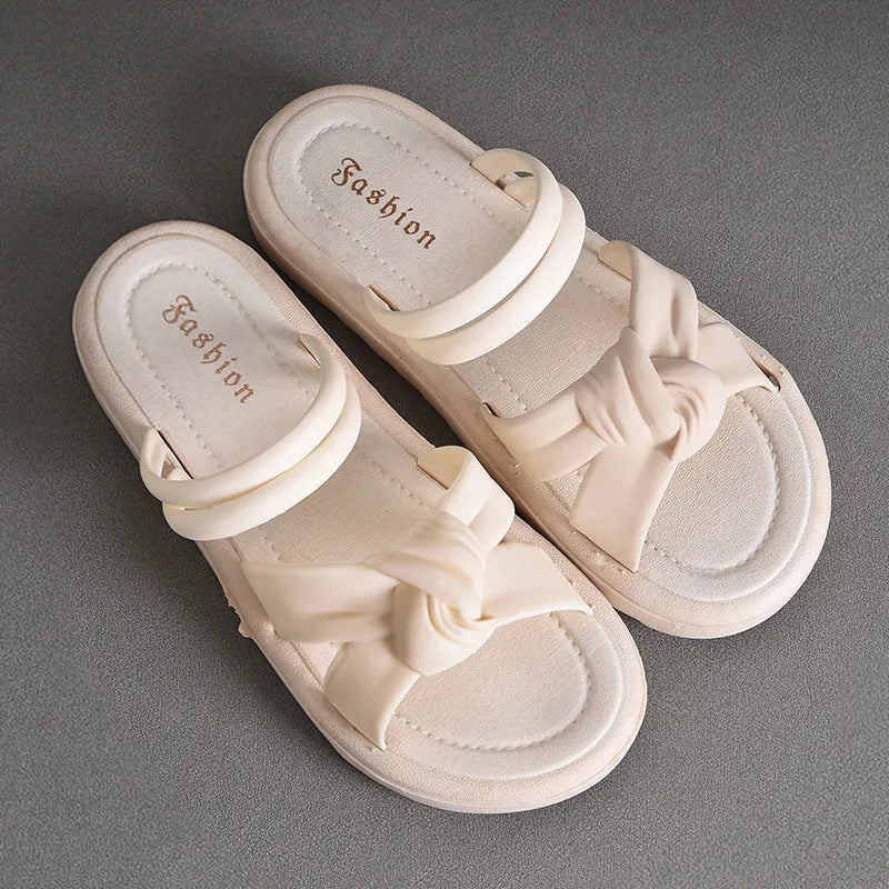 Women's black and white sandals with thick soft back and two-way wear design for outdoor use