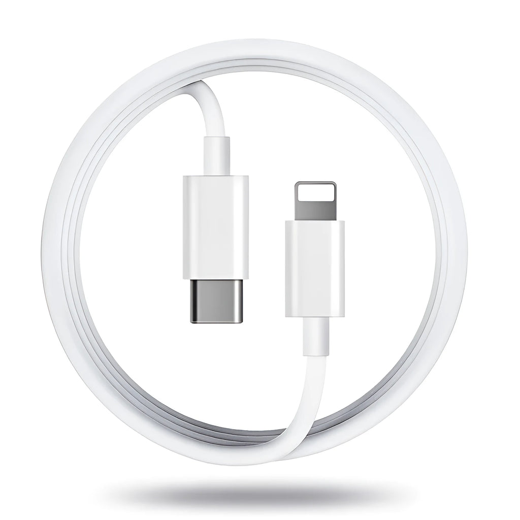 3-metre long grey Lightning to USB charging cable for Apple iPhones on a white background.