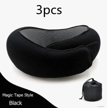 Ergonomic memory foam travel neck pillow with U-shaped design for comfortable neck support during flights and commutes