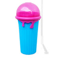 Blue 500ml silicone slushy maker cup for homemade smoothies and desserts