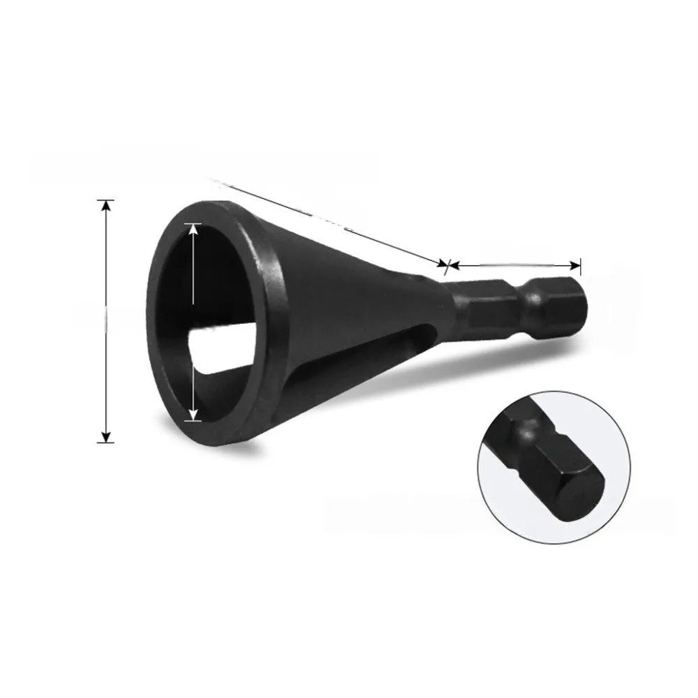 High-speed steel hexagonal three-groove deburring tool for drill bits in black finish