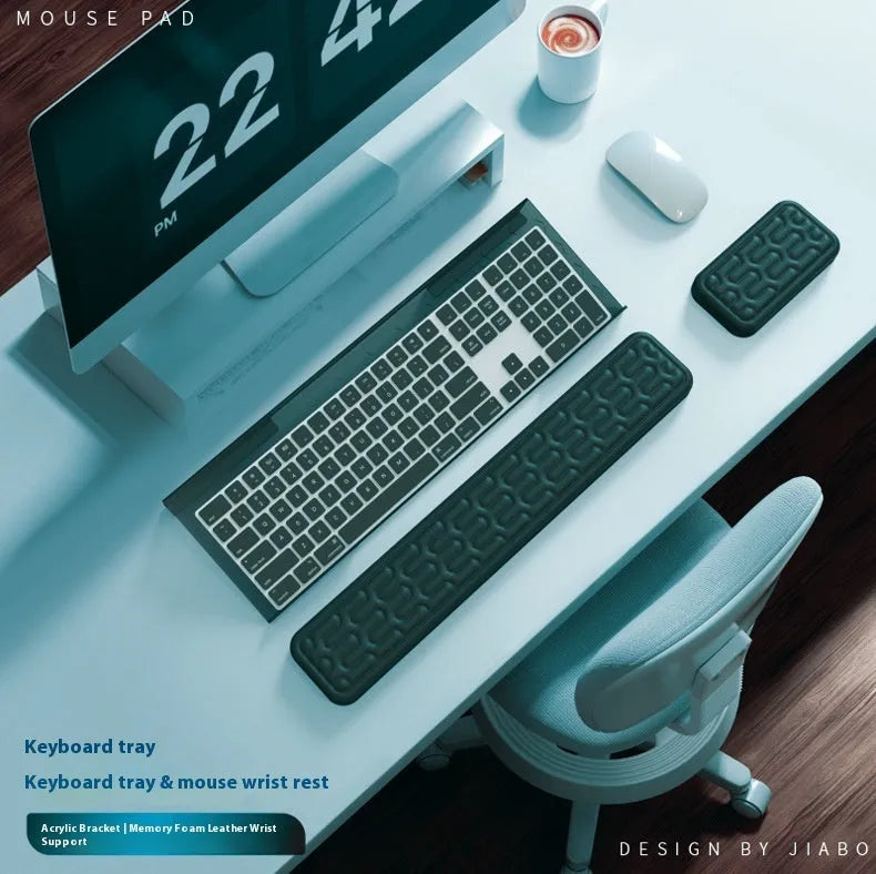 Double-sided ergonomic mouse pad with memory foam wrist support in multiple colour options