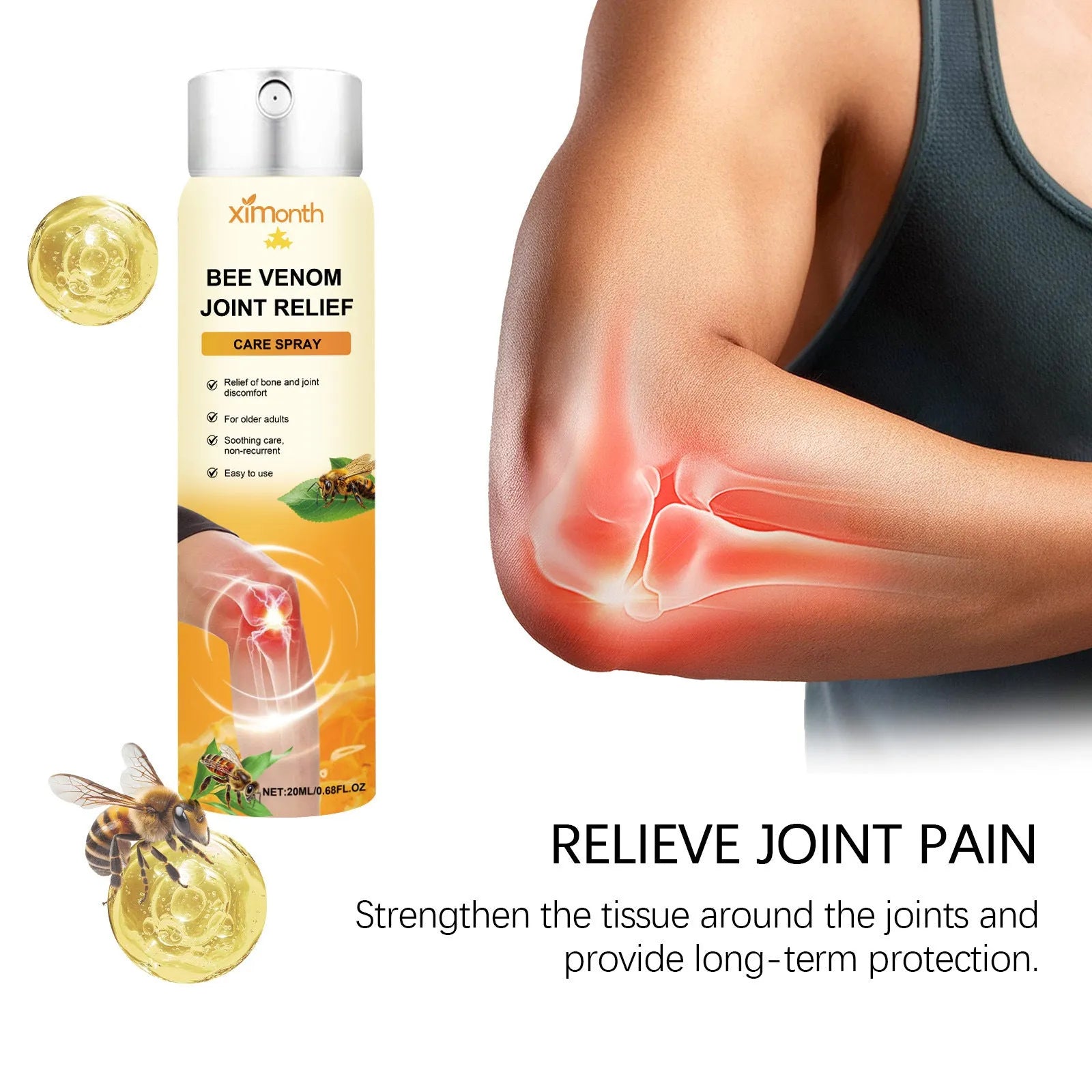20ml bottle of daily nourishing body care spray with menthol and bee venom formula