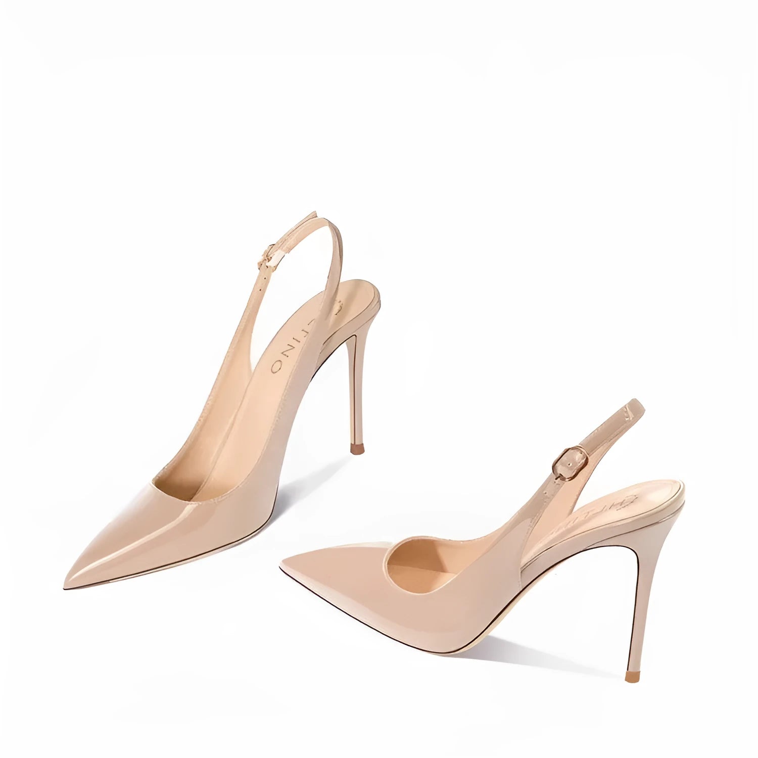 Women's nude ankle strap high heels with hollow design and button closure