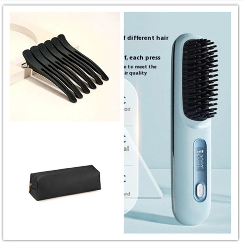 Cordless Hair Straightener Brush with Wireless Design, Advanced Heating Technology, and High-Capacity Battery for Effortless Salon-Quality Styling