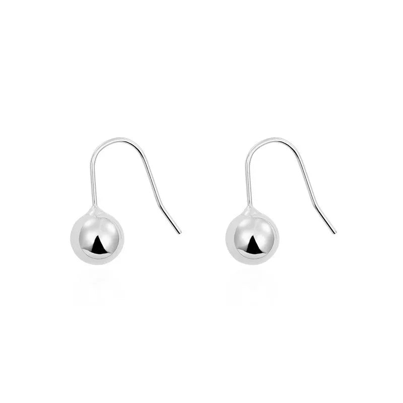 Geometric copper ballpoint ear hooks with electroplated white gold finish round shape chic style