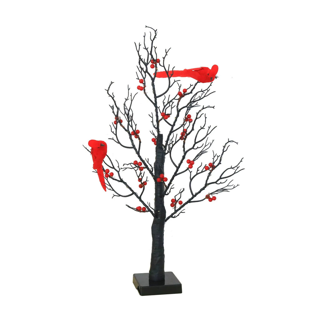 Red bird winding tree lamp with 60 lights, 53cm plastic shell, IP42 decorative holiday light