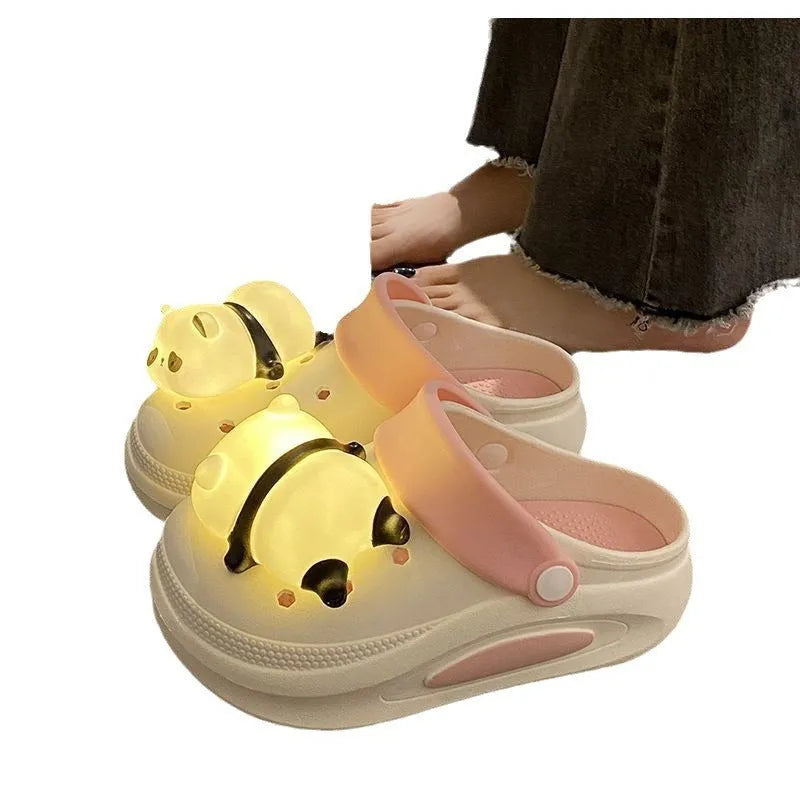 Women's anti-slip PVC platform slippers closed toe white rose colour injection molded sole