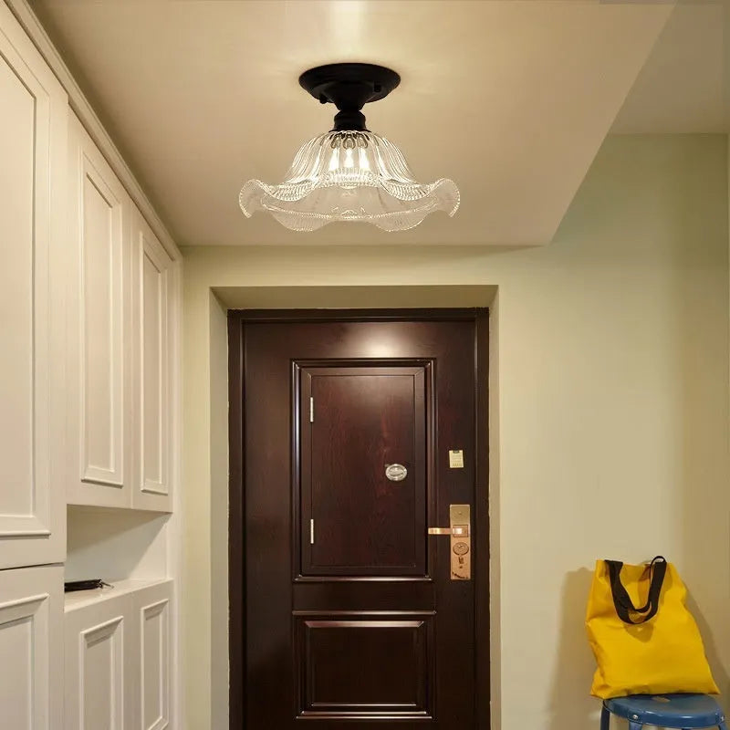 American retro single-head ceiling lamp with clear glass shade and vintage industrial style