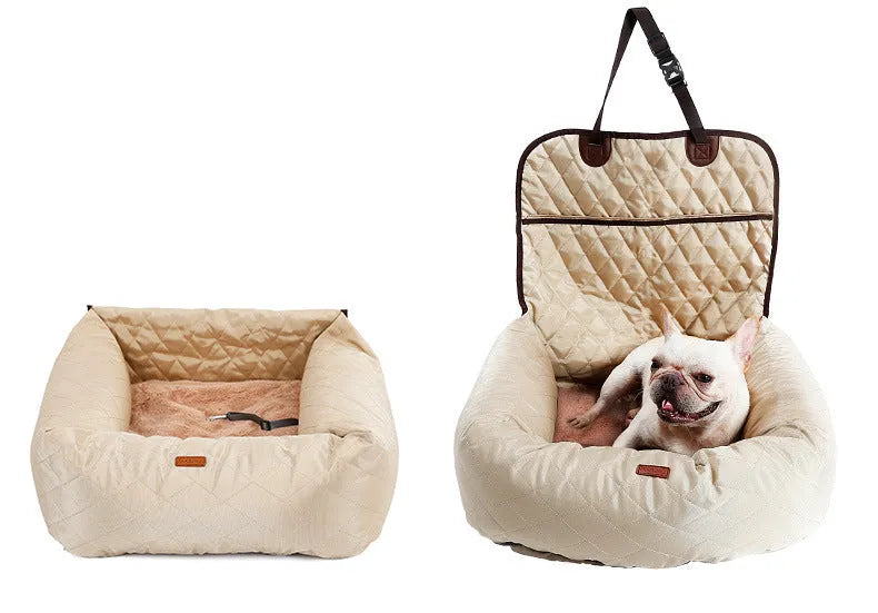 2-in-1 pet dog carrier folding car seat pad thickened multi-purpose bed 900D nylon Oxford base 60x50x61 cm black