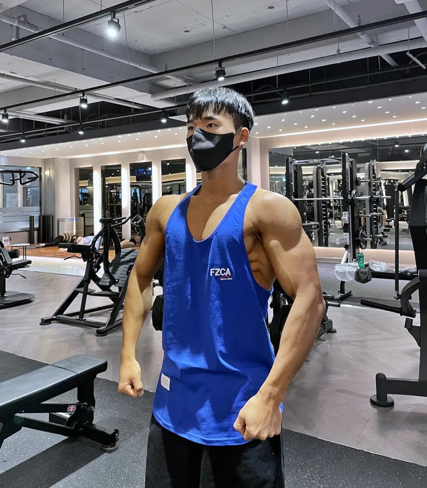 Men's cotton muscle vest for summer fitness training and running activities