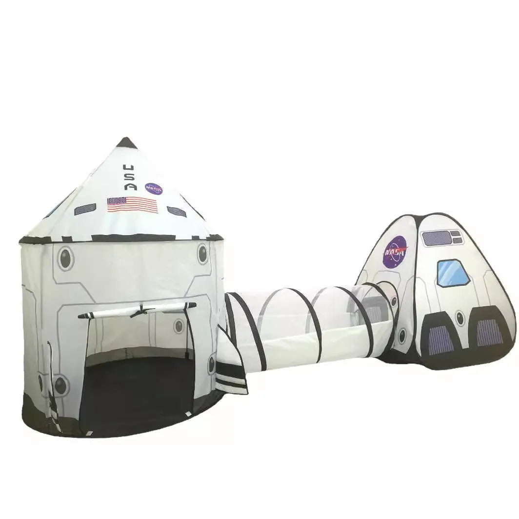 Foldable children's fabric play tent set with tunnel and triangle in robot three-piece colour for ages 4-6